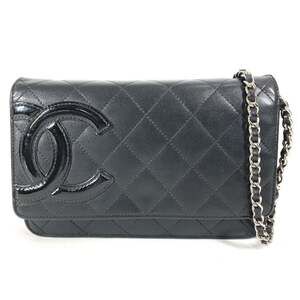 CHANEL Black Leather Logo Shoulder Bag